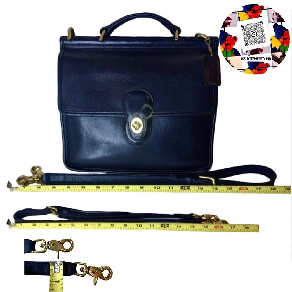 COACH WILLIS Navy Blue Glove Tanned Leather Shoulder Bag Vintage USA 9927 COA - Picture 10 of 17